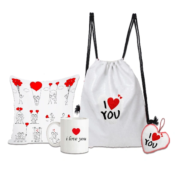 Valentine day gift combo bag - White